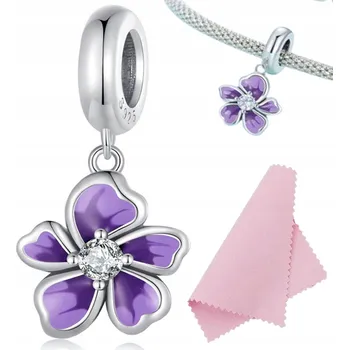 Přívěsek CHARMS Přívěsek KOSATEC fialová květina stříbrný přívěsek STŘÍBRO ryzost s925