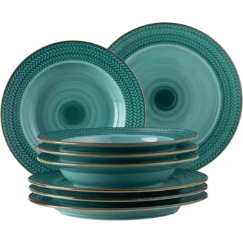 Talíř Mäser Sada mělkých a hlubokých talířů 8 ks PROSPERO – tyrkysová
