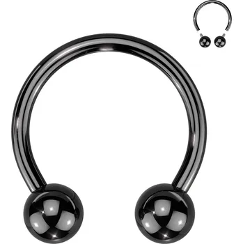 Piercing Atreya Titanová podkova s vnitřním závitem - černá Velikost: 1,2 mm, Velikost koncovky: 4 mm, Délka / Průměr: 10 mm