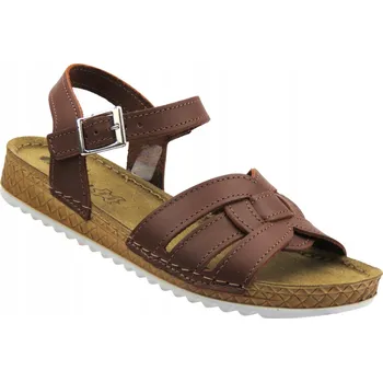 Dámské sandále INBLU VO-5GU Dámské kožené sandály KOMFORT SOFT PU hnědé 36 Hnědá