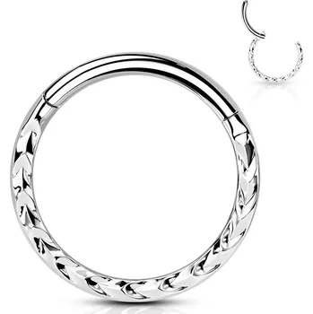 Piercing Atreya Ocelový segment s otevíráním tepaný Barva: Stříbrná, Velikost: 1,2 mm x 10 mm