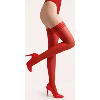 Dámská móda Samodržící punčochy Erotica Lux červené 20 DEN M/L