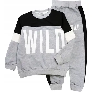 Chlapecká mikina TEPLÁKOVKA chlapecká SPODNÍ DÍL + MIKINA šedá černá WILD 5/6 J83H