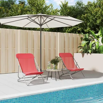 Zahradní sestava Skládací plážová křesla 2 ks červená textilen a práškovaná ocel - 8720845722517