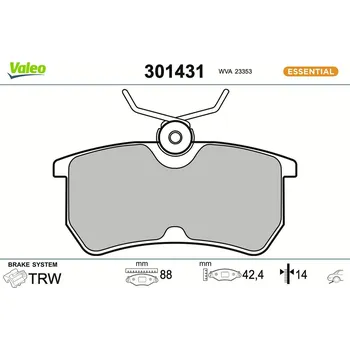 Brzdová destička Sada brzdových destiček, kotoučová brzda VALEO 301431
