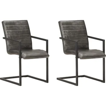 Jídelní židle Konzolové jídelní židle 2 ks šedé pravá kůže - 8720286067710