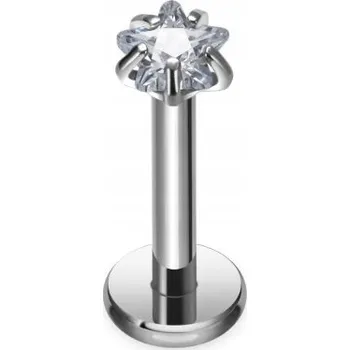Piercing Titanový Labret Piercing s Zirkonem Hvězdička do HELIXU Lobe 1,2/8/3
