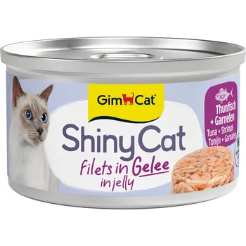 Krmivo pro kočku 12x70g GimCat ShinyCat Jelly - Tuňák & krevety