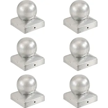 Příslušenství pro plot vidaXL Krytky na plotové sloupky 6 ks s koulí nerezová ocel 91 x 91 mm - 8719883834191