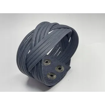 Náramek Boho náramek z přírodní kůže 20 cm Modrý