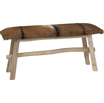 Lavice kozí kůže teakové dřevo - 8718475533344