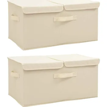 Úložný box Úložné boxy 2 ks textil 50 x 30 x 25 cm krémové - 8720286505397