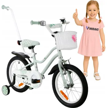 Dětské kolo DĚTSKÉ KOLO 16 PALCŮ PRO DÍVKU S KOŠÍKEM A VODICÍ TYČÍ +