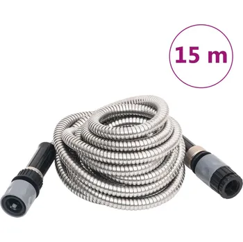 Zahradní hadice Zahradní hadice s tryskou stříbrná 0,6" 15 m nerezová ocel - 8720845824594