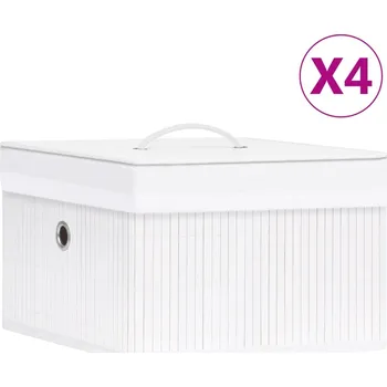 Úložný box Bambusové úložné boxy 4 ks bílé - 8720286010877