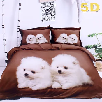 Povlečení Povlečení na postel 7 dílná sada 5D Štěňátka Bavlna (Balení ložního prádla: 2 peřiny, 4 polštáře, 1 matrace)