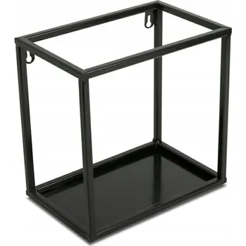 police Závěsná kovová police regál černá 24 cm moderní loft