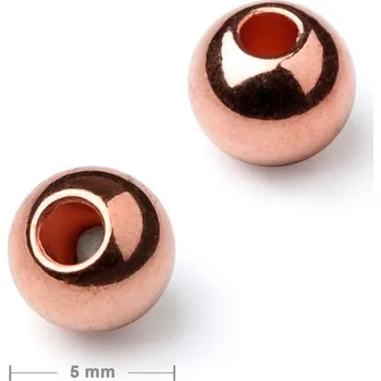 Korálek Kovový korálek plný 5 mm v barvě rose gold