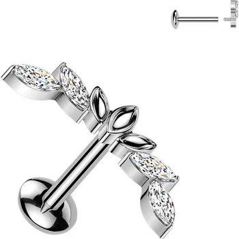 Piercing Atreya Titanová labreta s vnitřním závitem Alex Barva: Stříbrná, Velikost: 1,2 mm, Délka / Průměr: 8 mm