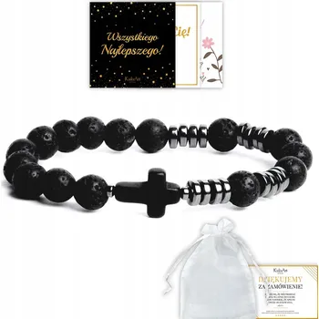 Náramek Růženec na ruku Náramek z přírodních kamenů s křížkem KailaArt