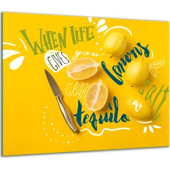 Obraz SKLENĚNÁ OCHRANNÁ DESKA NA SPORÁK 60x52 CITRON