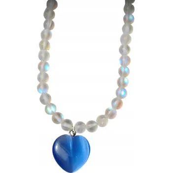 Náhrdelník Náhrdelník z chirurgické ocel srdíčky, modré lesklé kuličky, dárek