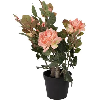 umělá květina Dekorační květina růže v květináči s růžovými květy Rose pink - 20*20*55 cm