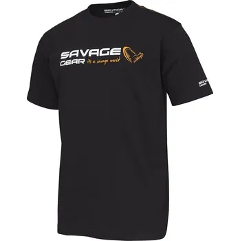 Rybářské oblečení Savage Gear Triko Signature Logo T Shirt Black Ink - L