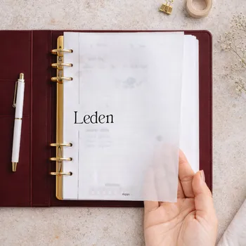 Diář Fleppi Vellum dashboardy - Měsíční úvody | 01 Vyberte velikost náplně: A5 - 8 disků / Filofax Notebook