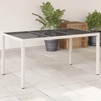 Zahradní stůl Zahradní stůl se skleněnou deskou bílý 150x90x75 cm polyratan - 8721012451407