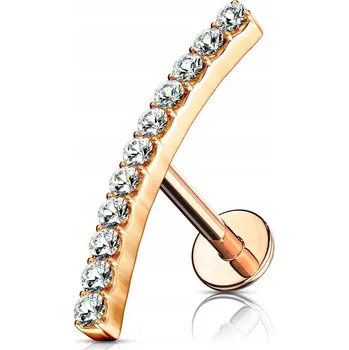 Náušnice Náušnice do chrupavky ucha piercing s křišťály labret růžové zlato 8mm