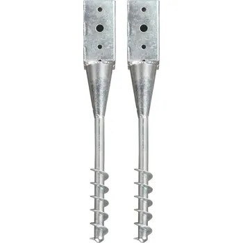 Příslušenství pro plot Kotvící hroty 2 ks stříbrné 7 x 7 x 56 cm pozinkovaná ocel - 8719883833576