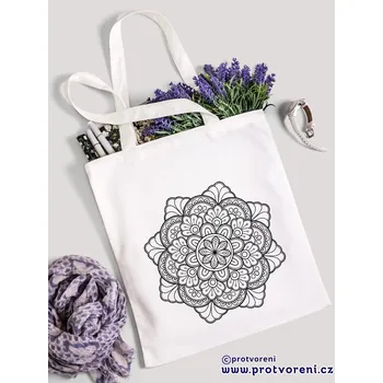 Textilní taška k vybarvení, MANDALA 2, 41x37cm, BÍLÁ, 1 kus