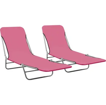 Zahradní nábytek Skládací zahradní lehátka 2 ks ocel a textil růžová - 8720286072950