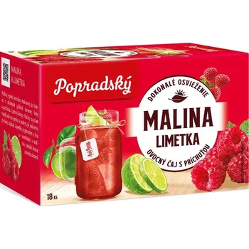 Čaj Popradský čaj Malina a limetka 18 sáčků (porcovaný čaj 18x2g)
