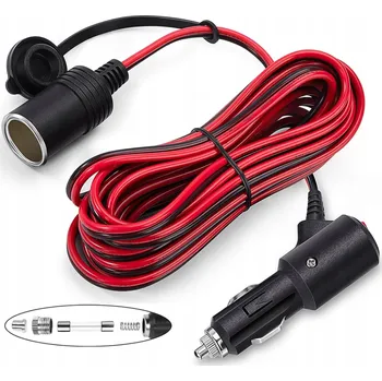 Prodlužovací kabel PRODLUŽOVACÍ KABEL ZÁSUVKY ZAPALOVAČE S VIDLICÍ, ZÁSUVKA 16AWG S VYPÍNAČEM 15A, 5M