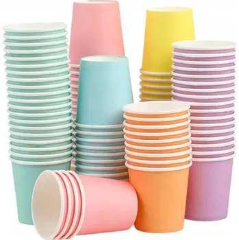 Jednorázové nádobí Papírové jednorázové kelímky ekologické barevné na kávu, čaj 50 ks 250 ml
