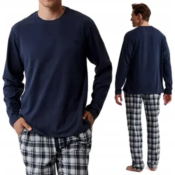 Pánské pyžamo Pánské pyžamo dlouhé 100% Bavlna Pyžamový komplet ATLANTIC NMP-393 - M