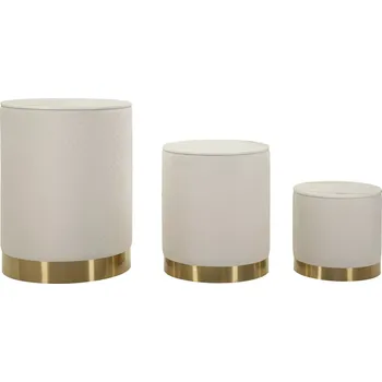 Konferenční stolek Sada 3 ks odkládacích stolků Rage s úložným prostorem zlatá/krémová/mramor