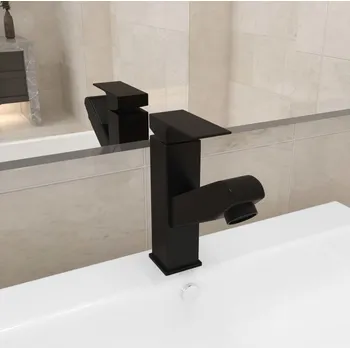 Vodovodní baterie Umyvadlová baterie s vytahovací sprškou černá 157 x 172 mm - 8720286204665