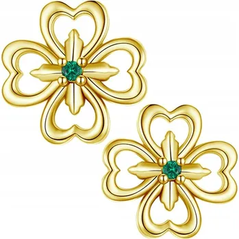 Náušnice Stříbro Náušnice Dámské Čtyřlístek Pozlacené Náušnice 925 Trusky