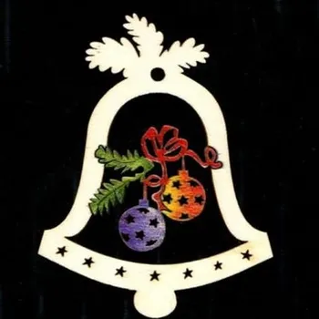 Vánoční dekorace AMADEA Dřevěná ozdoba barevná zvonek s koulemi 6 cm