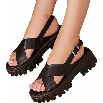 Dámské sandále ČERNÉ DÁMSKÉ SANDÁLY NA PLATFORMĚ OTIDA 38