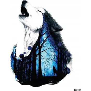 Odstranitelné tetování Dočasné omyvatelné tetování barevné TATTOO 3D vzory vlci vlk