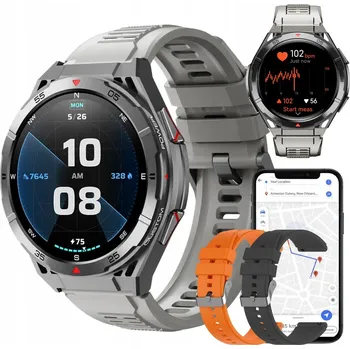 Hodinky Chytré Hodinky AST GPS AMOLED VODĚODOLNÉ STŘÍBRNÉ MĚŘENÍ PULSU GYROSKOP + 2x ŘEMÍNEK