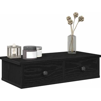 police Nástěnná police se zásuvkami černá 60x28x15 cm kompozitní dřevo - 8721158649737