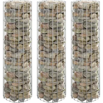 gabiony Kruhové gabionové záhony 3 ks pozinkovaná ocel Ø 30 x 100 cm - 8720286979679