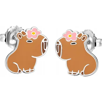 Náušnice Stříbrné náušnice Mennica Bydgoska se zvířecím motivem, stříbro 925, šroubovací zapínání