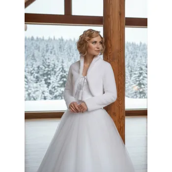 Dámský kožich Plyšový svatební kabátek bílý BF-39 Vybraná velikost: S