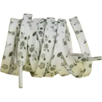 Tkaničky do bot Tkaničky s květovaným potiskem, jeden pár - Bílo zelené, 140 cm